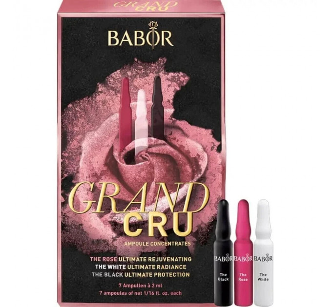 Набір ампул для омолодження та сяйва шкіри Babor Grand CRU Rose White Black 3 шт по 2 мл