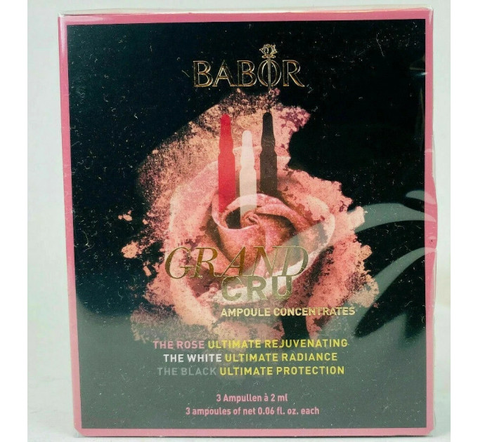 Набір ампул для омолодження та сяйва шкіри Babor Grand CRU Rose White Black 3 шт по 2 мл