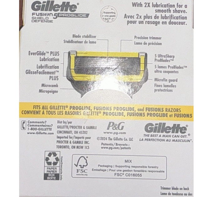 Змінні картриджі для бритви Gillette Fusion5 ProGlide Shield Defense 4 шт