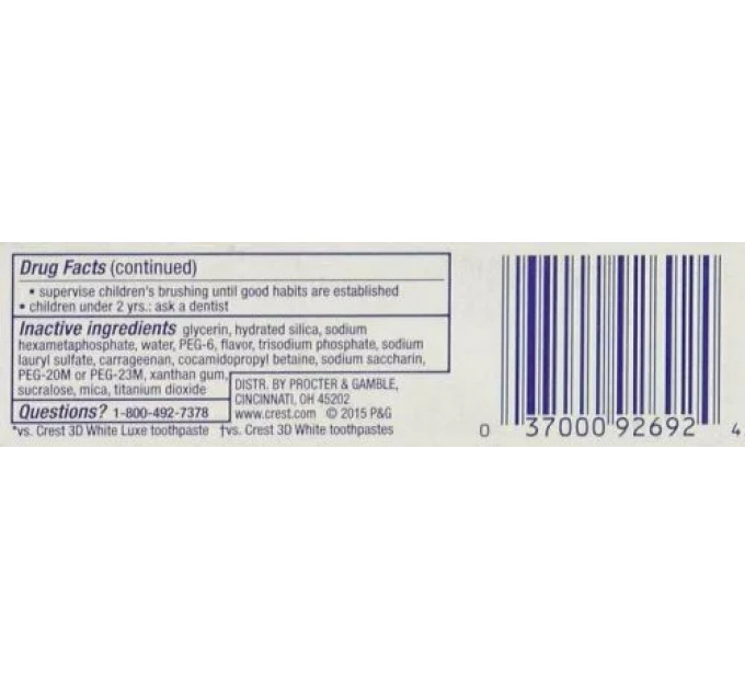 Відбілююча зубна паста для додання блиску емалі Crest 3D White Brilliance Vibrant Peppermint 24 г (міні розмір)