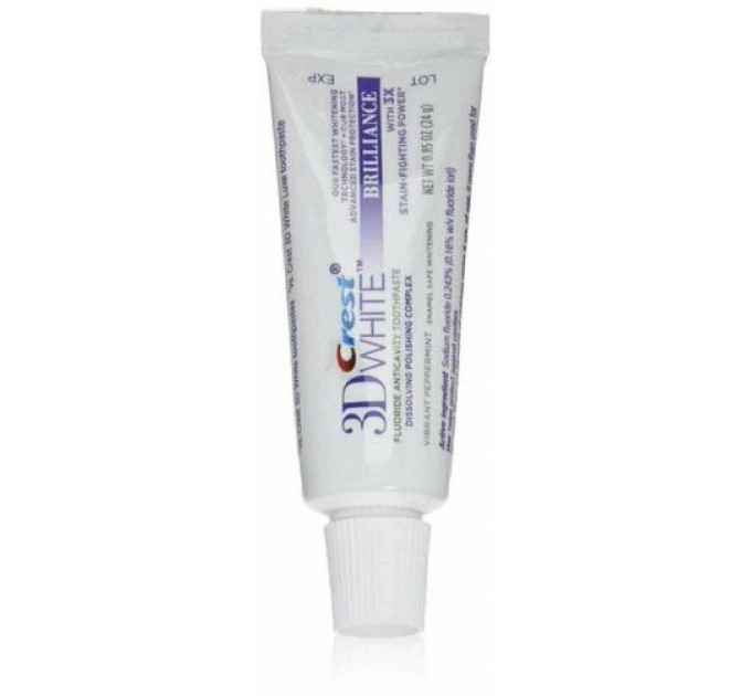 Відбілююча зубна паста для додання блиску емалі Crest 3D White Brilliance Vibrant Peppermint 24 г (міні розмір)