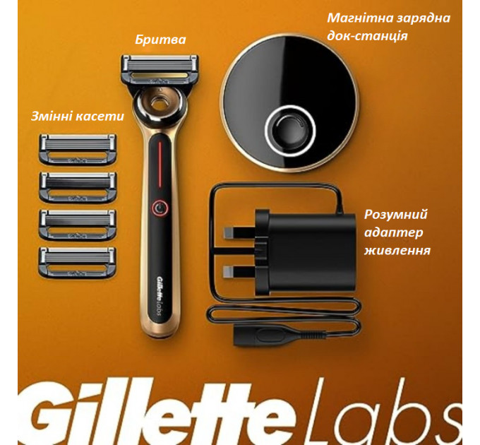 Станок для бритья с подогревом Gillette Labs Heated Razor Starter Kit лимитированная серия золотистого цвета с 5-ю картриджами