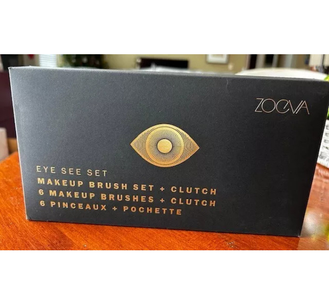 Набір пензликів для макіяжу очей ZOEVA Eye See Vegan Luxe рожевий з клатчем 7 предметів