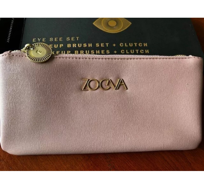 Набір пензликів для макіяжу очей ZOEVA Eye See Vegan Luxe рожевий з клатчем 7 предметів