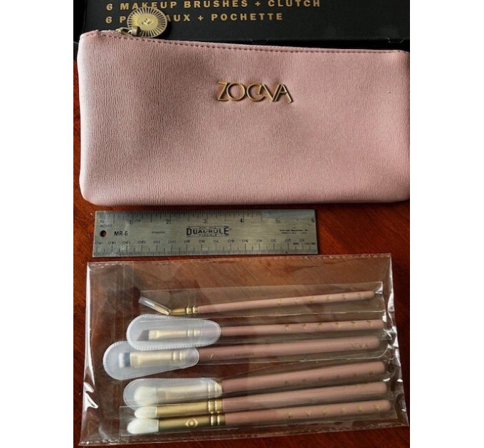 Набір пензликів для макіяжу очей ZOEVA Eye See Vegan Luxe рожевий з клатчем 7 предметів
