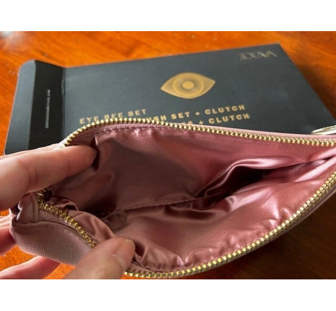 Набір пензликів для макіяжу очей ZOEVA Eye See Vegan Luxe рожевий з клатчем 7 предметів