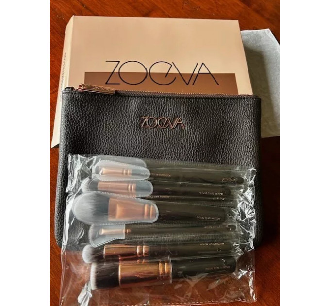 Набір кистей для макіяжу ZOEVA Rose Golden Brush Collection Vol.1 Luxury 9 шт з клатчем