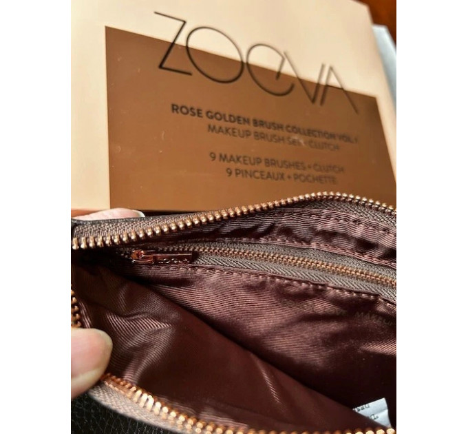 Набір кистей для макіяжу ZOEVA Rose Golden Brush Collection Vol.1 Luxury 9 шт з клатчем