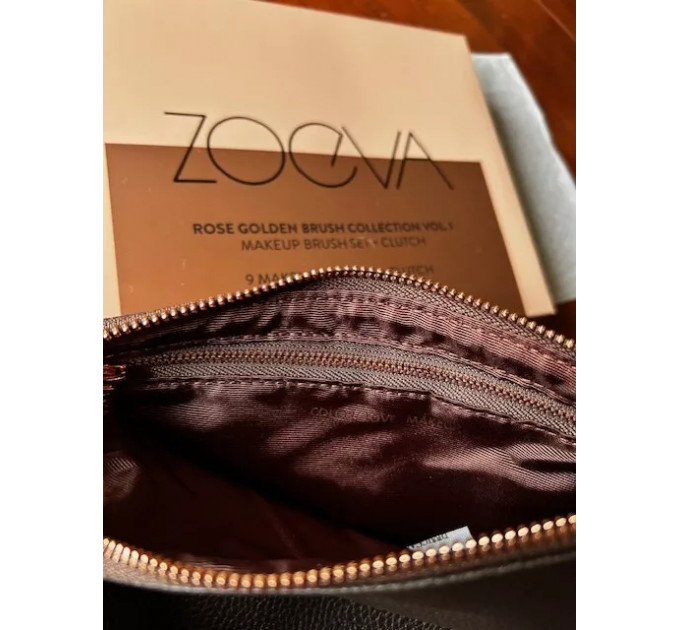 Набір кистей для макіяжу ZOEVA Rose Golden Brush Collection Vol.1 Luxury 9 шт з клатчем