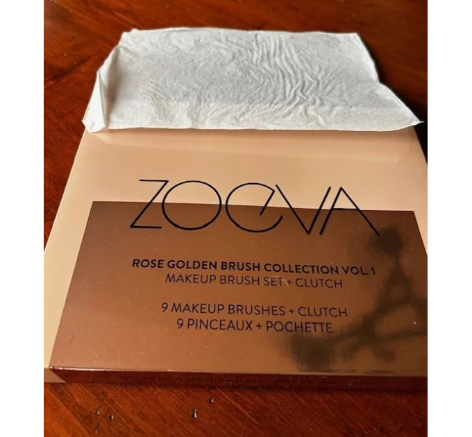 Набір кистей для макіяжу ZOEVA Rose Golden Brush Collection Vol.1 Luxury 9 шт з клатчем