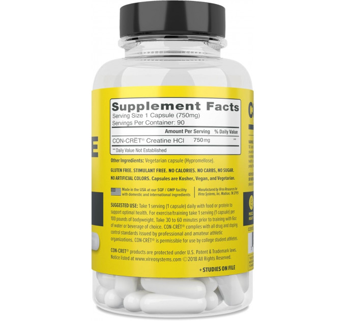 Креатин HCl з високою засвоюваністю Con-Cret 72 капсули