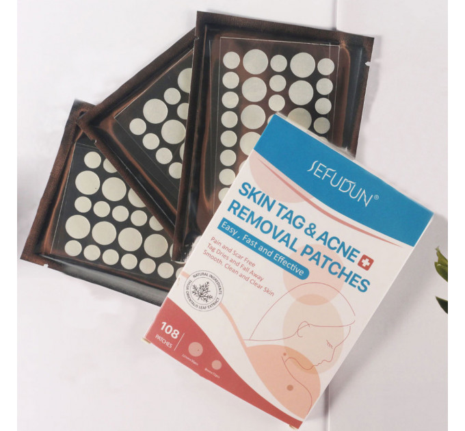 Пластир для точкового видалення бородавок і прищів від акне SEFUDUN 108 шт.