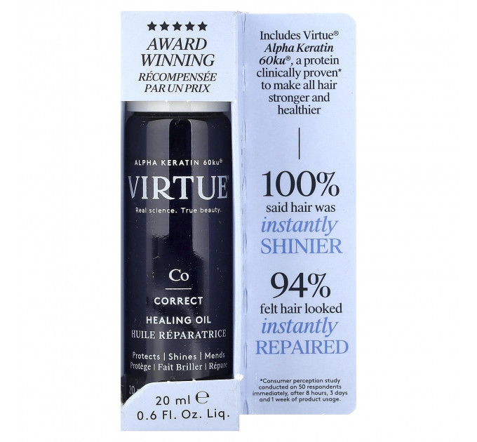 Відновлююча олія для волосся Virtue Healing Oil з кератином 20 мл