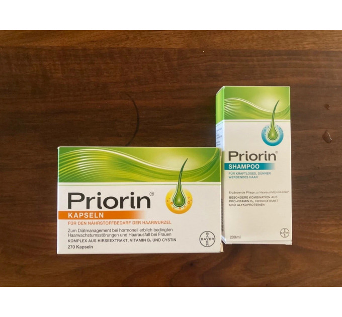 Набір Priorin для зміцнення та відновлення волосся шампунь 200 мл і 270 капсул