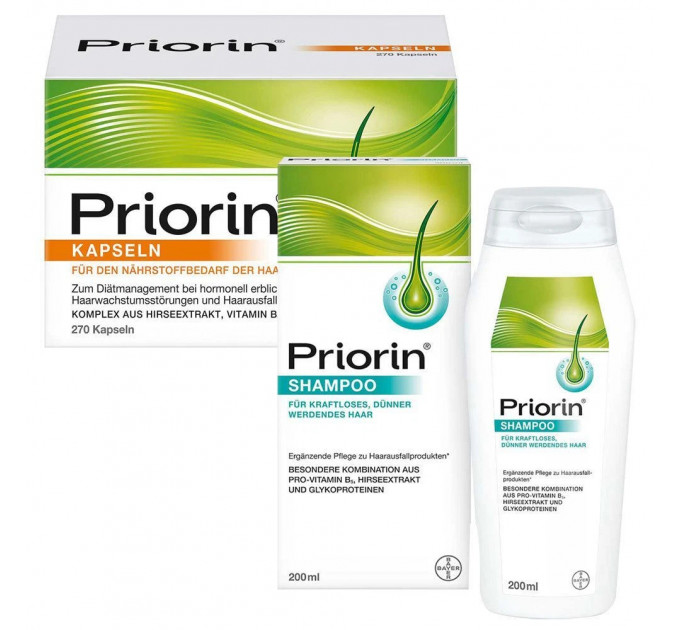 Набір Priorin для зміцнення та відновлення волосся шампунь 200 мл і 270 капсул