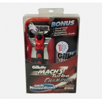 Подарунковий набір для гоління Gillette Mach3 Turbo Champion червоний з гелем і дорожнім футляром Подарунковий набір для гоління Gillette Mach3 Turbo Champion червоний з гелем і дорожнім футляром