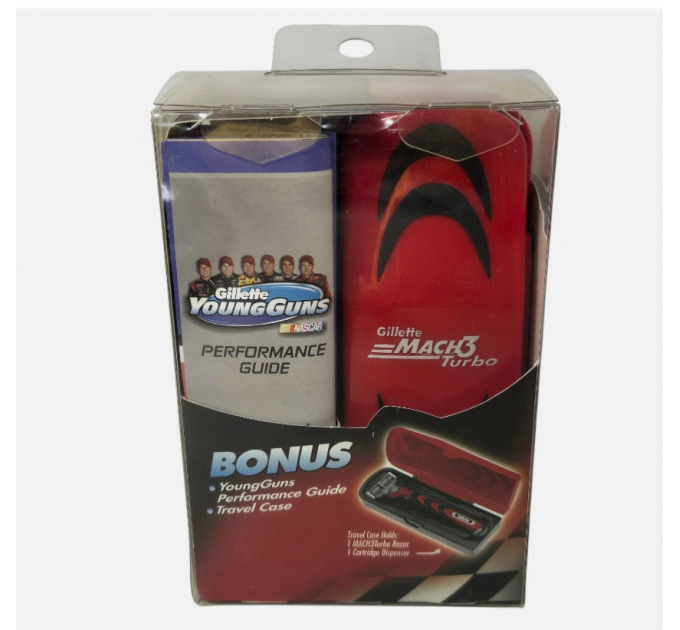 Подарунковий набір для гоління Gillette Mach3 Turbo Champion червоний з гелем і дорожнім футляром