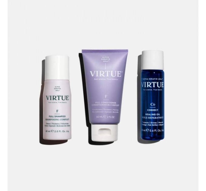 Набір для об'єму та блиску волосся VIRTUE Volume & Shine Kit (шампунь 60 мл + кондиціонер 60 мл + олія 20 мл)