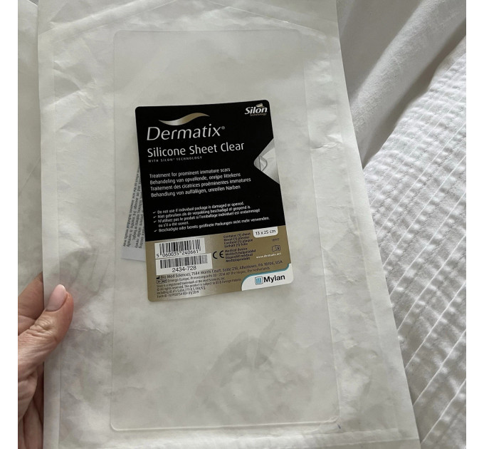 Силіконовий пластир від шрамів і рубців Dermatix Silicone Sheet Fabric 13×25 см