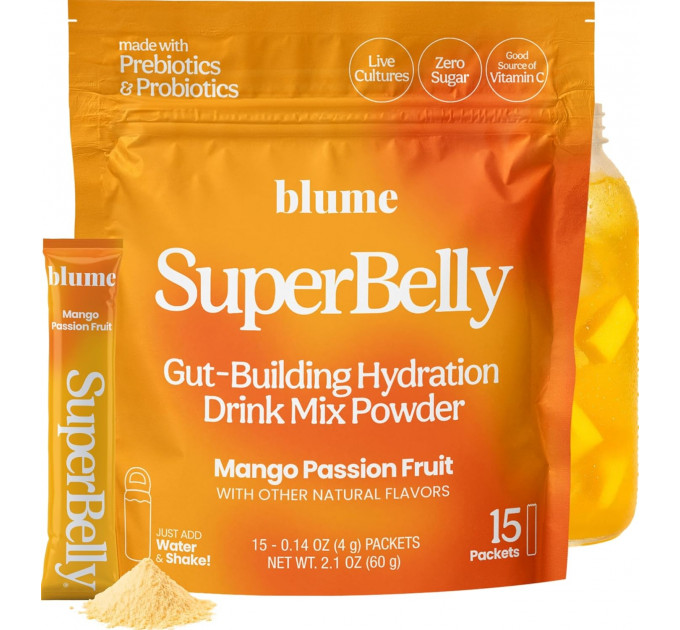 Розчинний напій з пребіотиками та пробіотиками Blume SuperBelly Манго Маракуйя 15 порцій