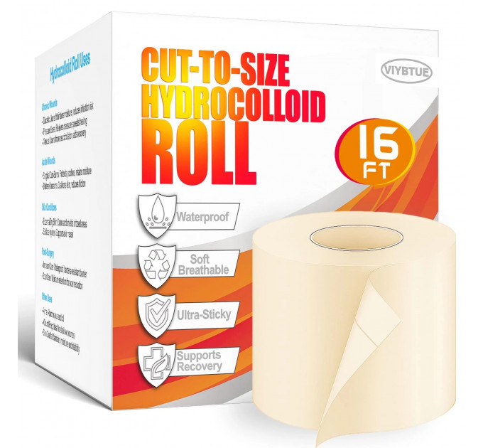 Рулонний гідроколлоїдний пластир для ран Hydrocolloid Roll 5 см × 4,8 м