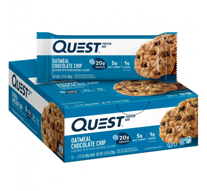 Набір батончиків з протеїном Quest Nutrition вівсяні з шоколадом по 60 грамів 12 шт.