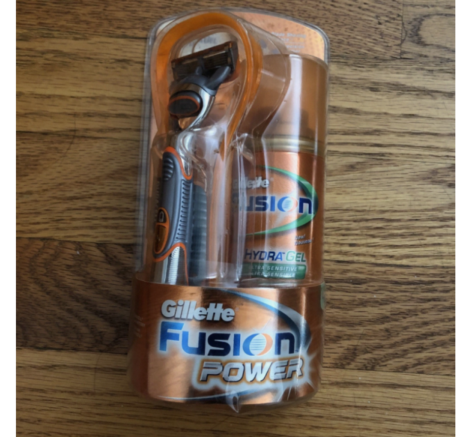 Подарунковий набір Gillette Fusion Power With HydraGel (бритва батарейка підставка гель для гоління)