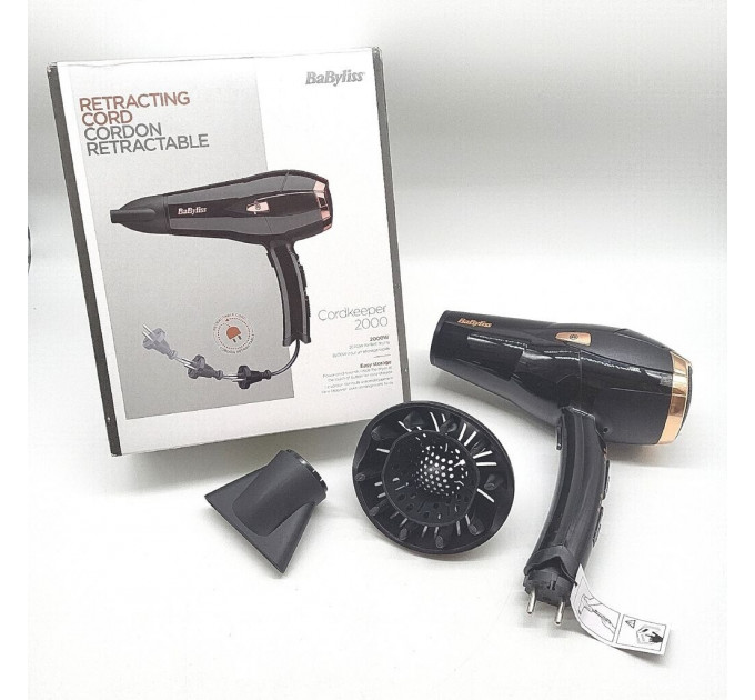Фен з функцією іонізації BaByliss Cordkeeper 2000 Вт D373E чорний