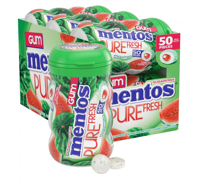 Жувальна гумка Mentos Pure Fresh зі смаком кавуна 6 упаковок по 50 шт (300 подушечок)