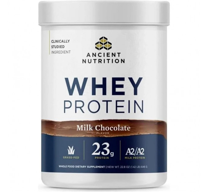 Сироватковий протеїн з пептидами колагену Ancient Nutrition Grass Fed Whey Milk Chocolate 592 г