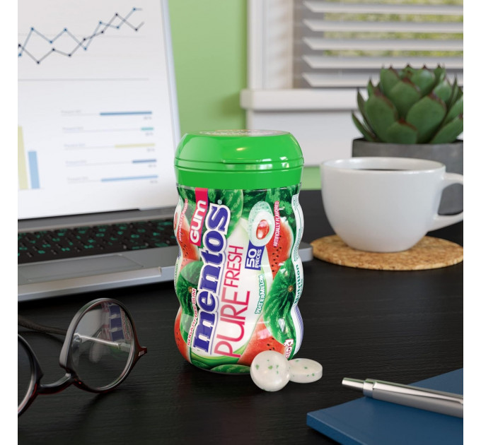 Жувальна гумка Mentos Pure Fresh зі смаком кавуна 6 упаковок по 50 шт (300 подушечок)