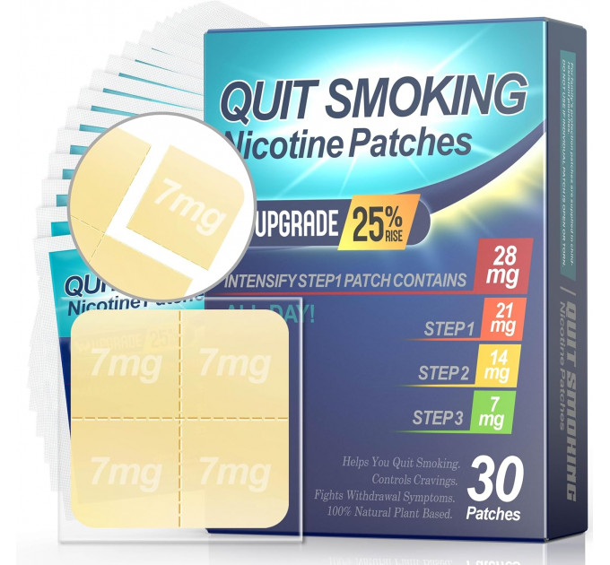 Нікотинові пластирі WOFANLI Quit Smoking Patches Крок перший + 28 мг 30 штук