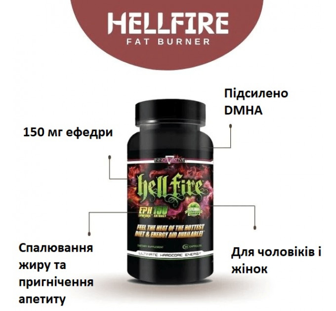 Жироспалювач Innovative Labs Hellfire 150 EPH (90 капсул на 90 днів)