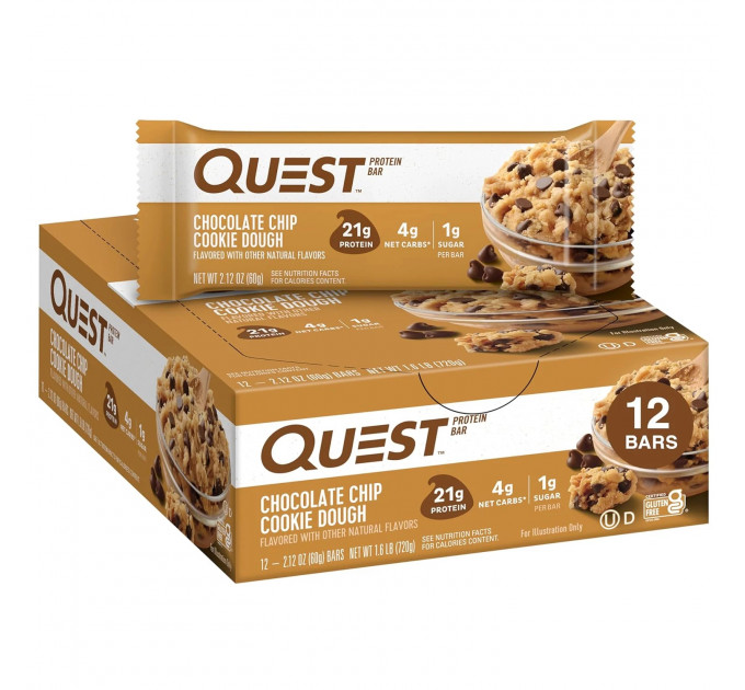 Набор микс вкусов 12 штук батончиков с протеином Quest Nutrition по 60 грамм