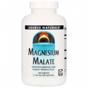 Магній малат Source Naturals Magnesium Malate висококонцентрований 180 таблеток 3750 мг