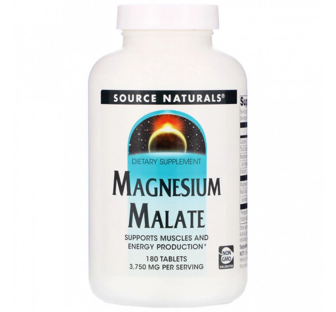 Магній малат Source Naturals Magnesium Malate висококонцентрований 180 таблеток 3750 мг