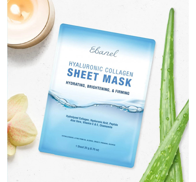Тканинна маска з гіалуроновою кислотою та колагеном Ebanel Hyaluronic Collagen Sheet Mask 1 шт 20 г