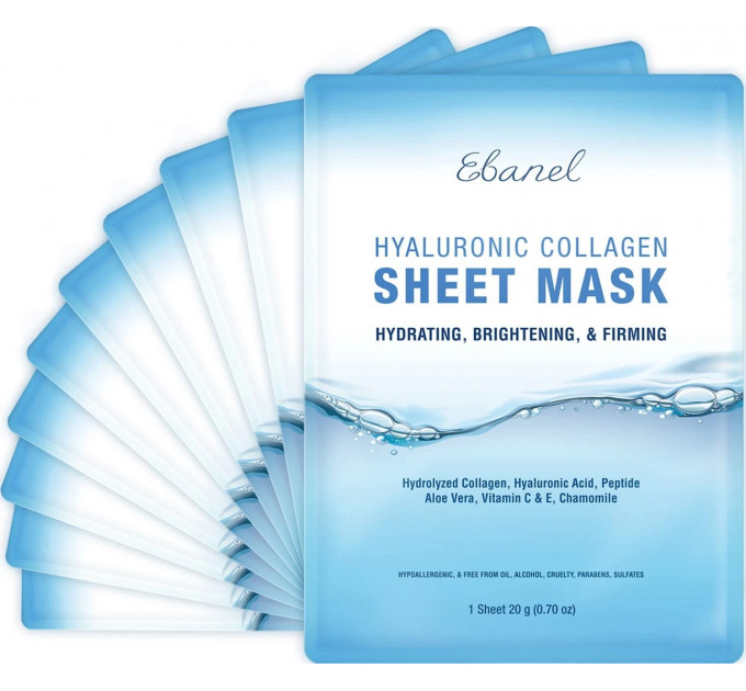 Тканинна маска з гіалуроновою кислотою та колагеном Ebanel Hyaluronic Collagen Sheet Mask 1 шт 20 г