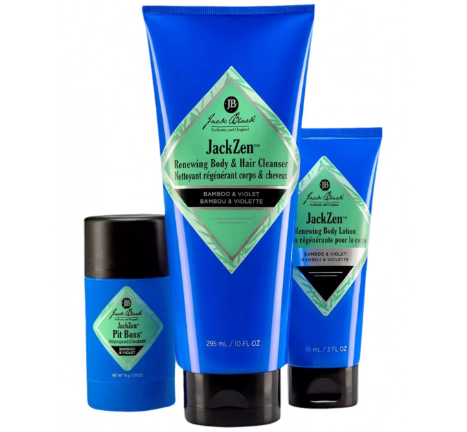 Подарунковий набір чоловічої косметики для тіла Jack Black JackZen 3-Pc (гель, лосьйон, дезодорант)