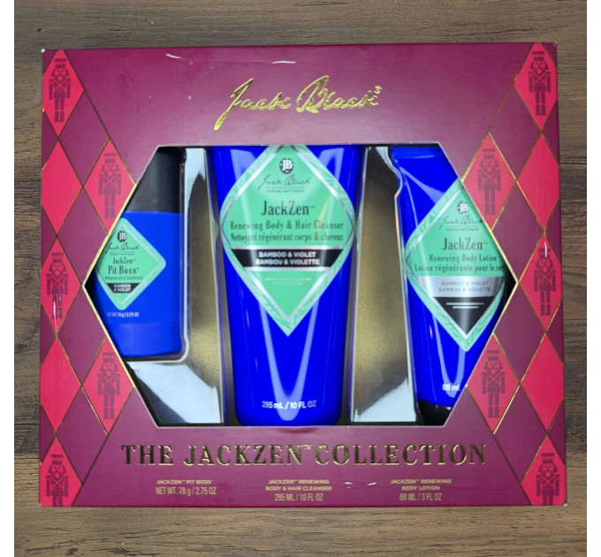 Подарунковий набір чоловічої косметики для тіла Jack Black JackZen 3-Pc (гель, лосьйон, дезодорант)
