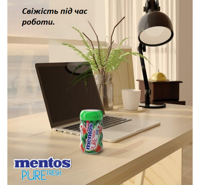 Жувальна гумка Mentos Pure Fresh без цукру зі смаком кавуна 6 упаковок по 50 шт у банці