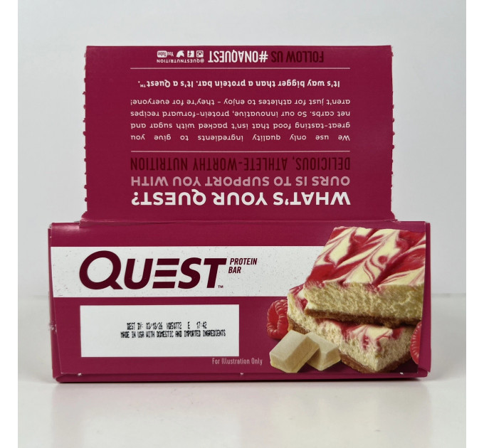 Набір протеїнових батончиків Quest Protein Bar білий шоколад і малина 12 шт.