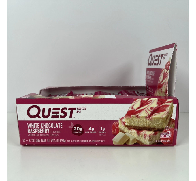 Набір протеїнових батончиків Quest Protein Bar білий шоколад і малина 12 шт.