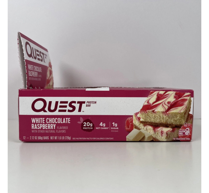 Набір протеїнових батончиків Quest Protein Bar білий шоколад і малина 12 шт.