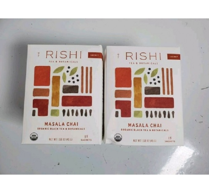 Органічний чорний чай Rishi Tea Masala Chai в пакетиках-саше 15 шт 45 г