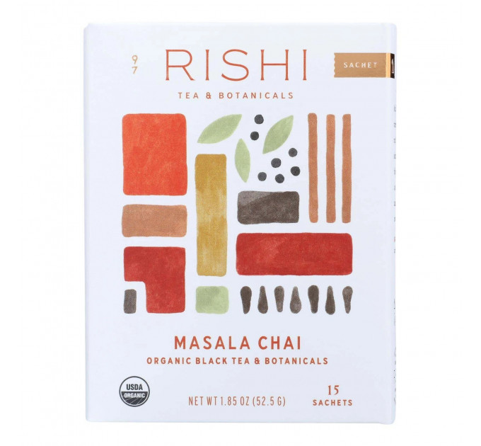Органічний чорний чай Rishi Tea Masala Chai в пакетиках-саше 15 шт 45 г