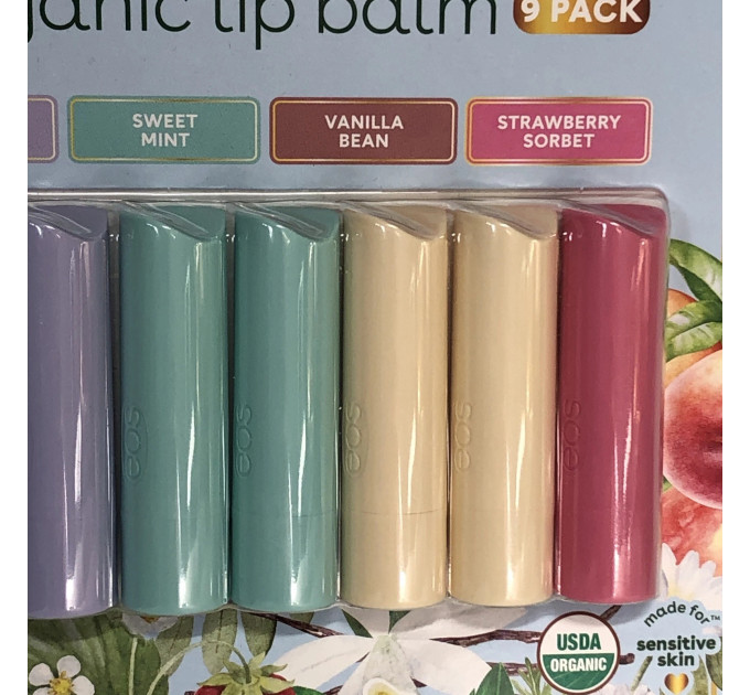 Набор органических бальзамов для губ EOS  9шт