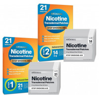 Нікотинові пластирі Aroamas Nicotine Patches рівень 1 і 2 (21 шт по 21 мг і 21 шт по 14 мг нікотину)