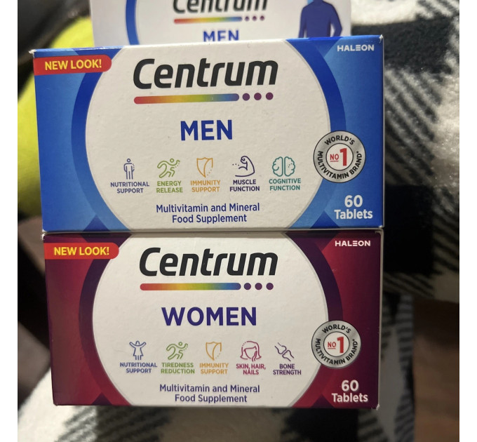 Комплект витаминов и минералов Centrum для мужчин и женщин 2 упаковки по 60 шт