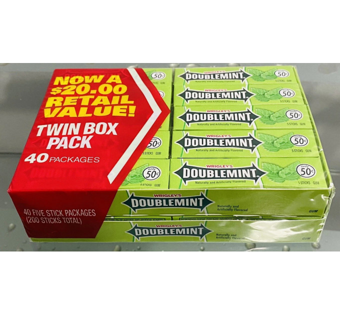 Набір м'ятної жувальної гумки Wrigley's Doublemint 20 пачок 100 шт